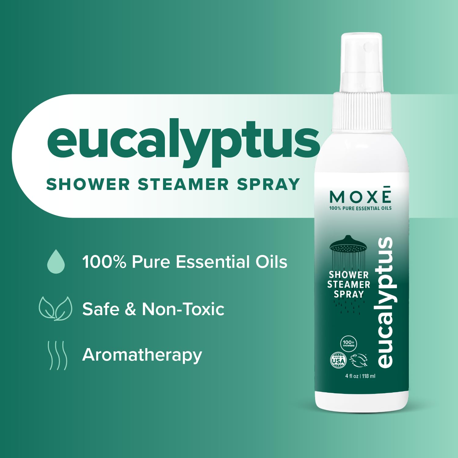 MOXE Shower Mist – Spa Steam Spray with Lavender & Eucalyptus (4 fl oz x 2)