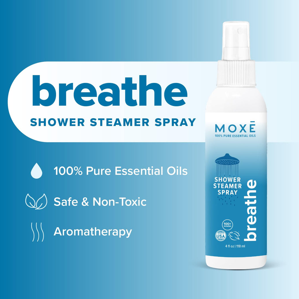MOXE Shower Steamer Spray – Breathe & Dream Essential Oils, Made in USA (4 oz, 2 Pack)