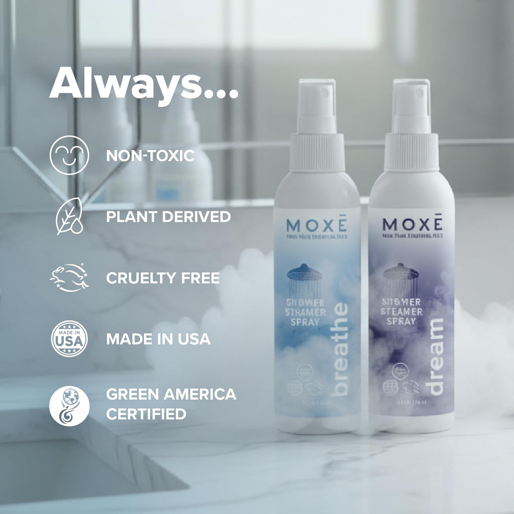 MOXE Shower Steamer Spray – Breathe & Dream Essential Oils, Made in USA (4 oz, 2 Pack)