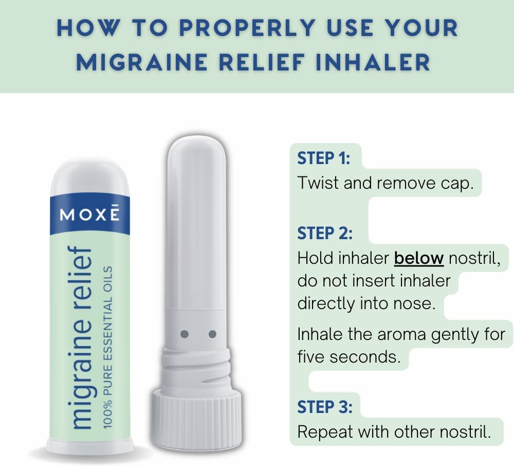 MOXE Migraine Relief Nasal Inhalers – Portable Pure Essential Oils (3 Pack)