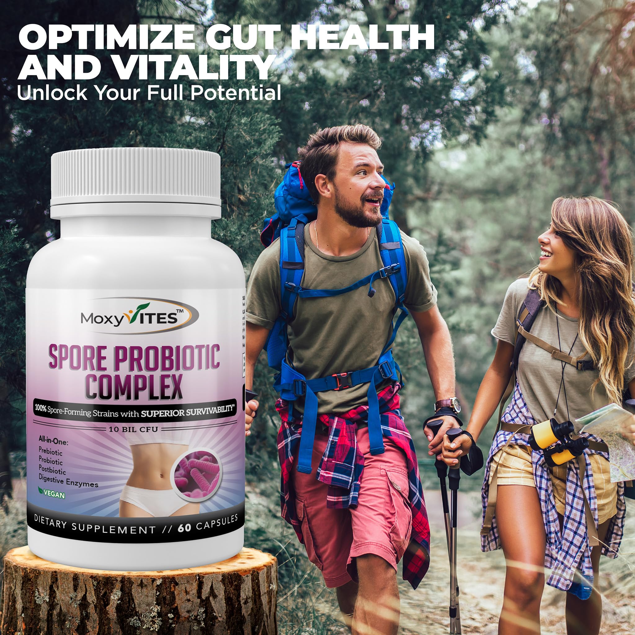 MoxyVites Spore Probiotic Complex – All-in-One Digestive Health with Prebiotics & Probiotics
