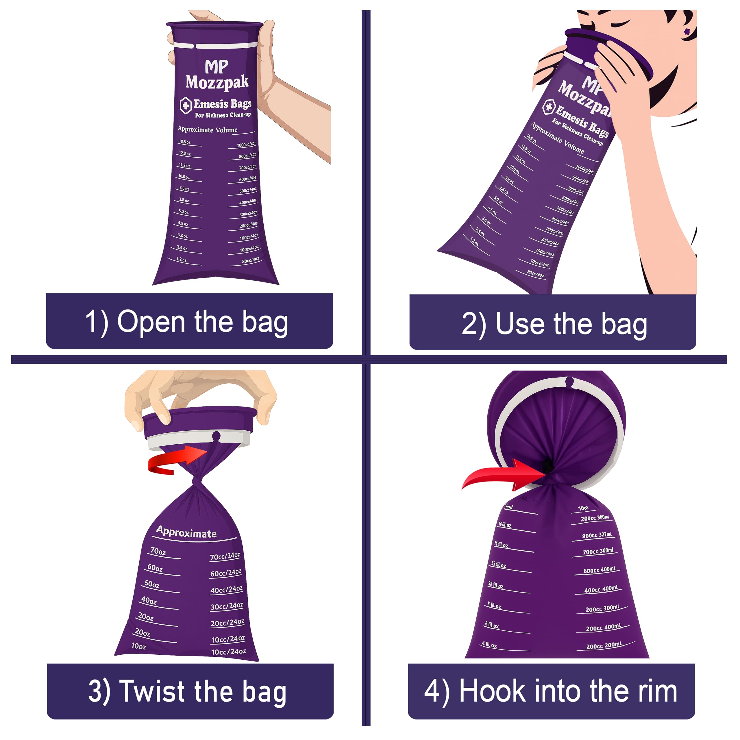 MP Mozzpak Vomit Bags 24-Pack – Medical-Grade, Leak-Proof & Travel-Ready