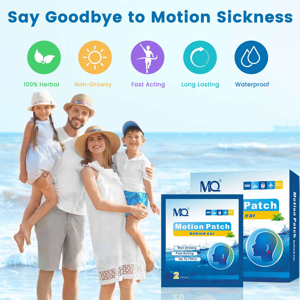 MQ 20ct Motion Sickness Patches – Dark Color, Waterproof, 72H, Travel Essential
