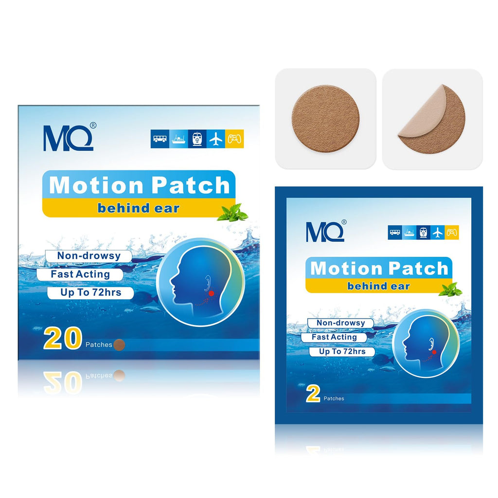 MQ 20ct Motion Sickness Patches – Dark Color, Waterproof, 72H, Travel Essential