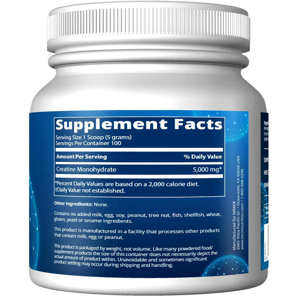 MRM Creatine Monohydrate 500 — 100% Micronized | 100 Servings