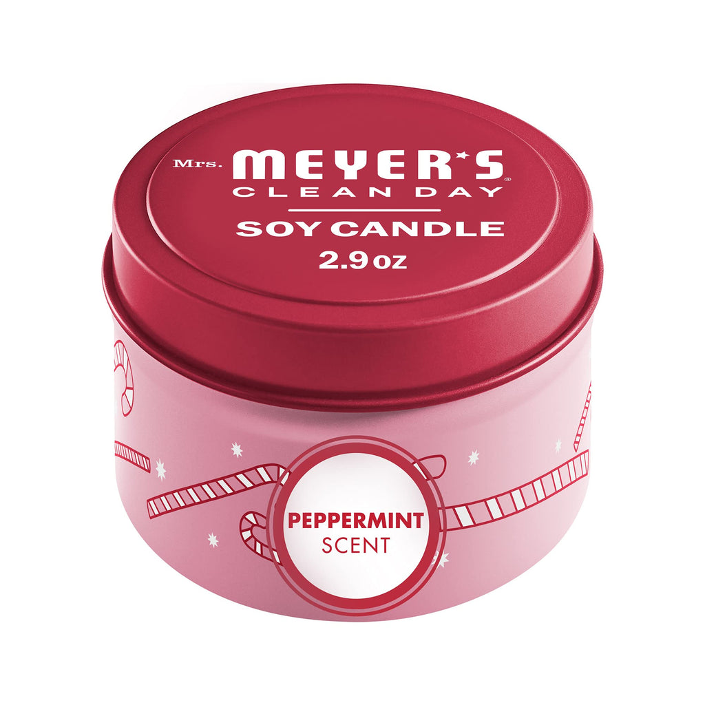 MRS. MEYER'S CLEAN DAY Peppermint Soy Tin Candle - 12 Hr Burn, 2.9 oz
