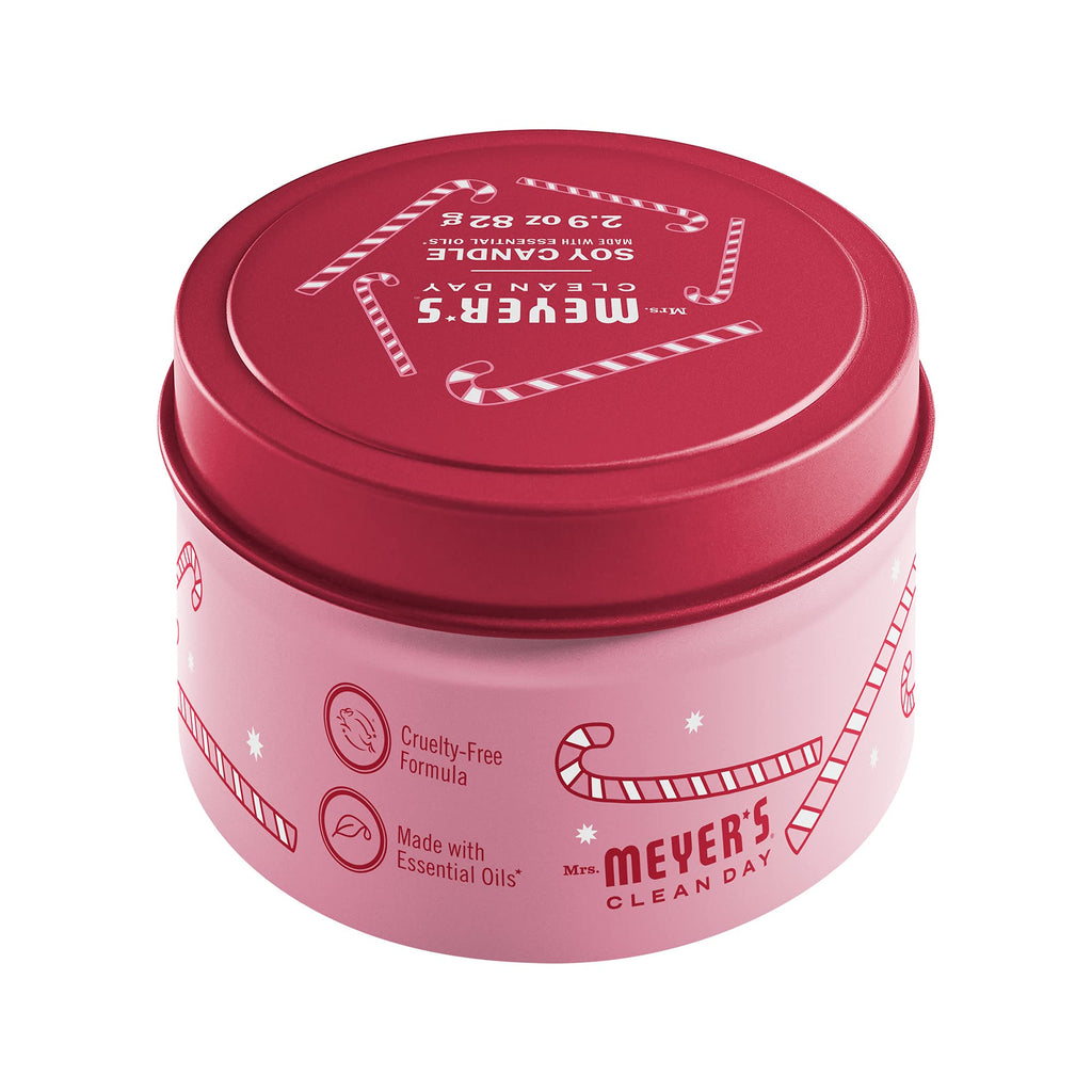 MRS. MEYER'S CLEAN DAY Peppermint Soy Tin Candle - 12 Hr Burn, 2.9 oz