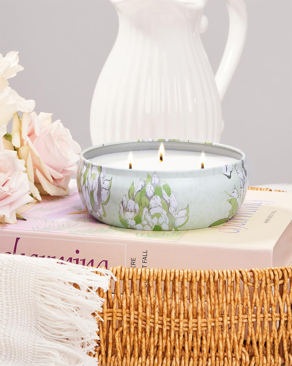 M&SENSE Soothing Eucalyptus 3-Wick Soy Candle - 12oz, 40-50h Burn, Vegan Wax