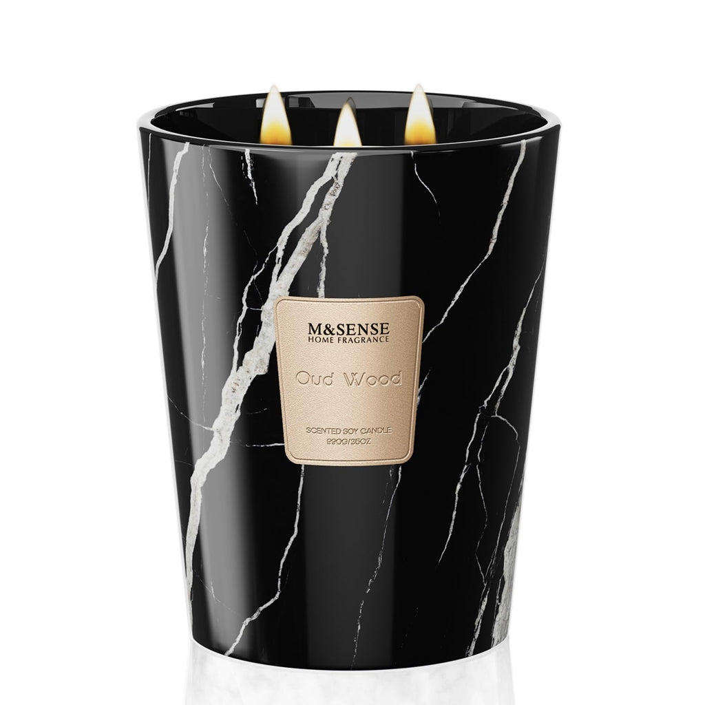 M&SENSE Extra Large Candle 35oz Oud Wood – 3 Wick, 150H Long-Lasting Scented Jar Candle