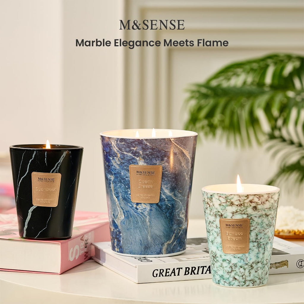 M&SENSE Extra Large Candle 35oz Ocean Breeze – 3-Wick, 150H Burn Time