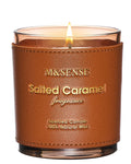 M&SENSE Caramel Vanilla Scented Vegan Soy Candle | 10oz, 42-Hour Slow Burn | Leather-Jacket Jar
