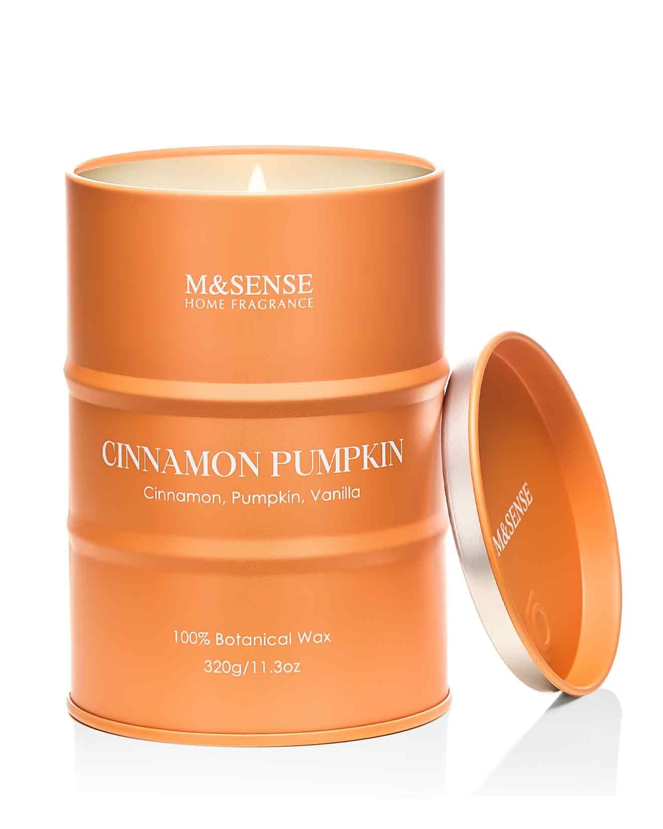 M&SENSE Cinnamon Pumpkin Scented Candle - Natural Non-Toxic, 11.3oz, 70-Hour Burn