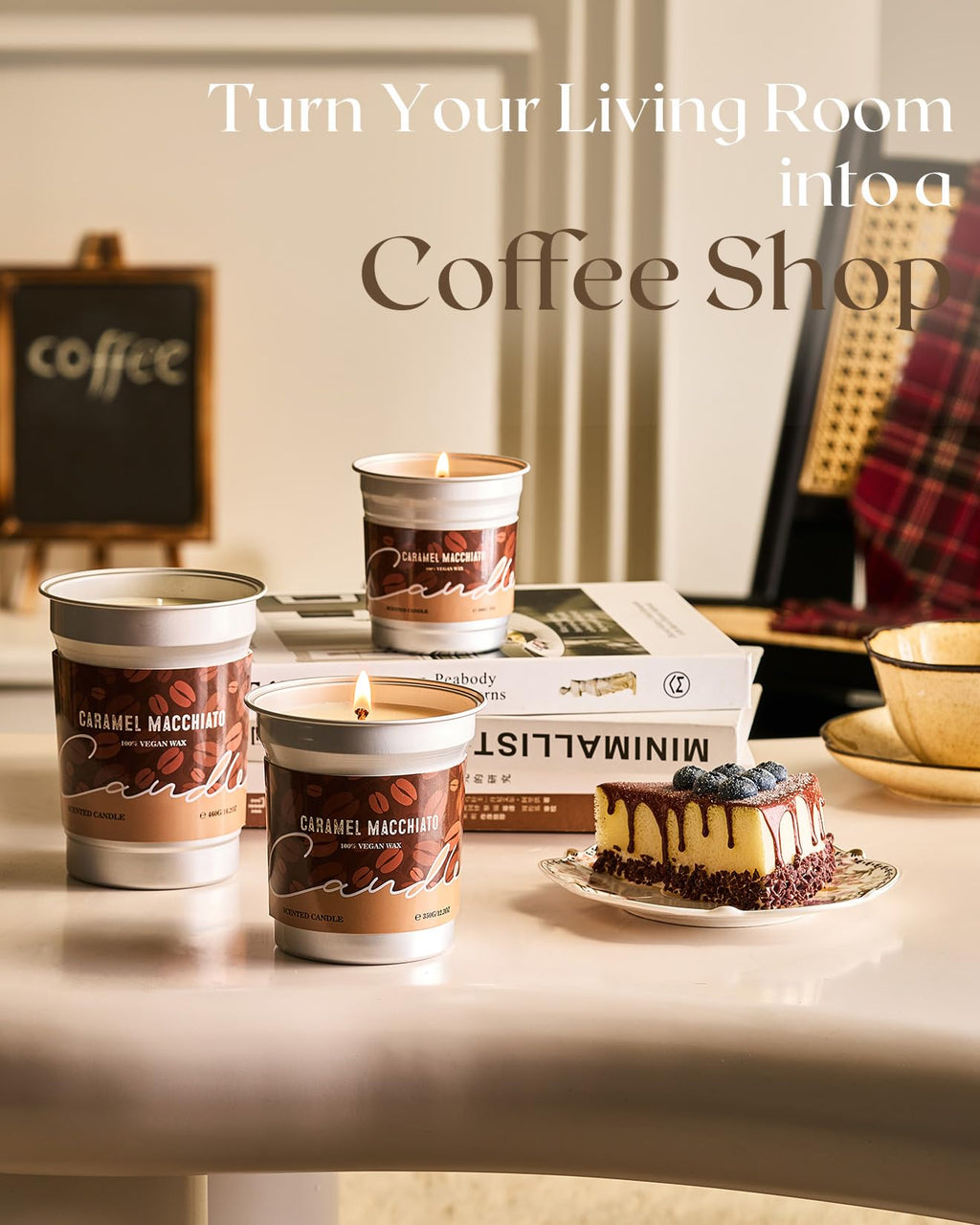 M&SENSE Coffee Candles Caramel Macchiato Scented Soy Wax 7oz