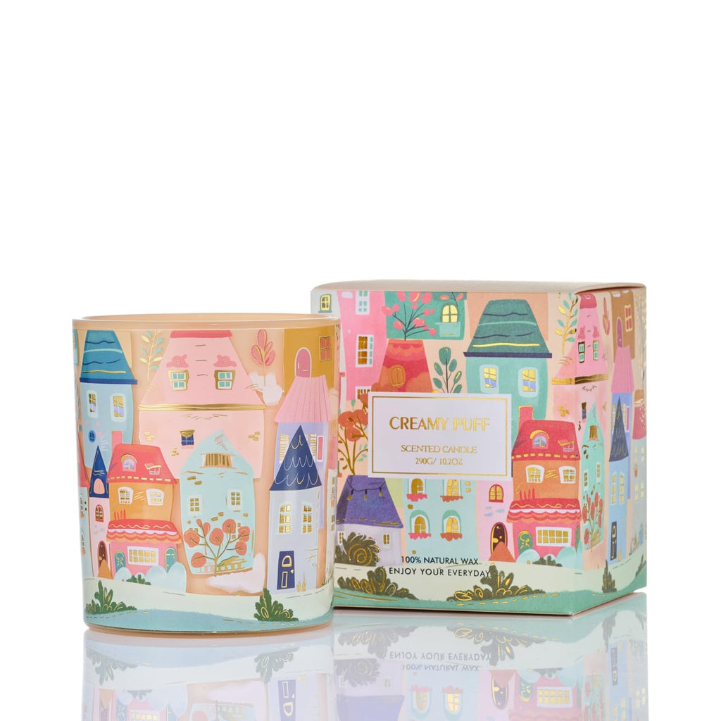 M&SENSE Creamy Puff Scented Candles – 10.2 oz, 60h Burn, Calm & Stress Relief