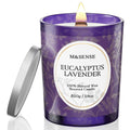 M&SENSE Eucalyptus Lavender Candle – 18oz, 100+ Hours, Wooden Wick, Non-Toxic