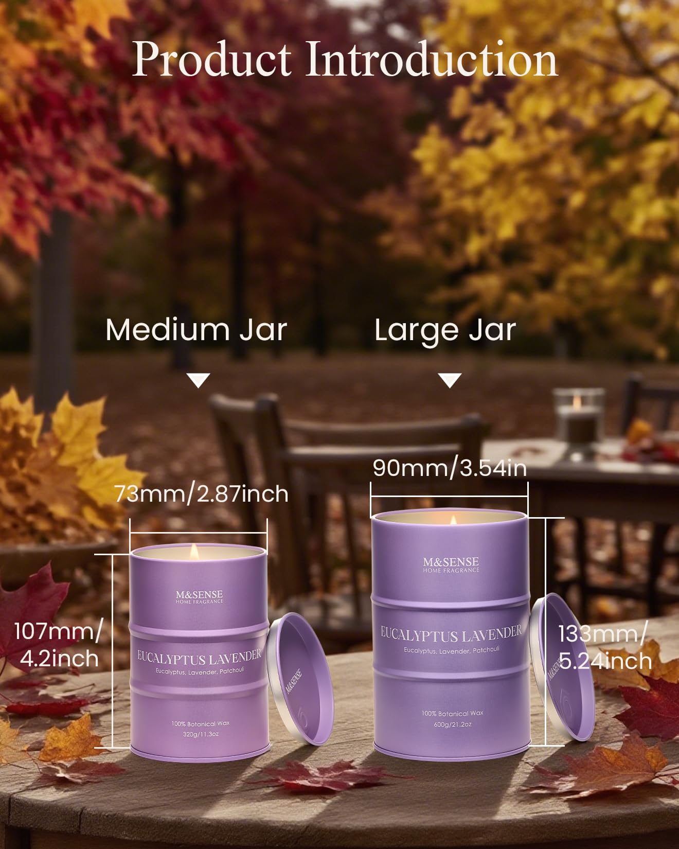 M&SENSE Eucalyptus Lavender Scented Candle – Natural Non-Toxic Soy Blend, 11.3oz, 70 Hour Burn