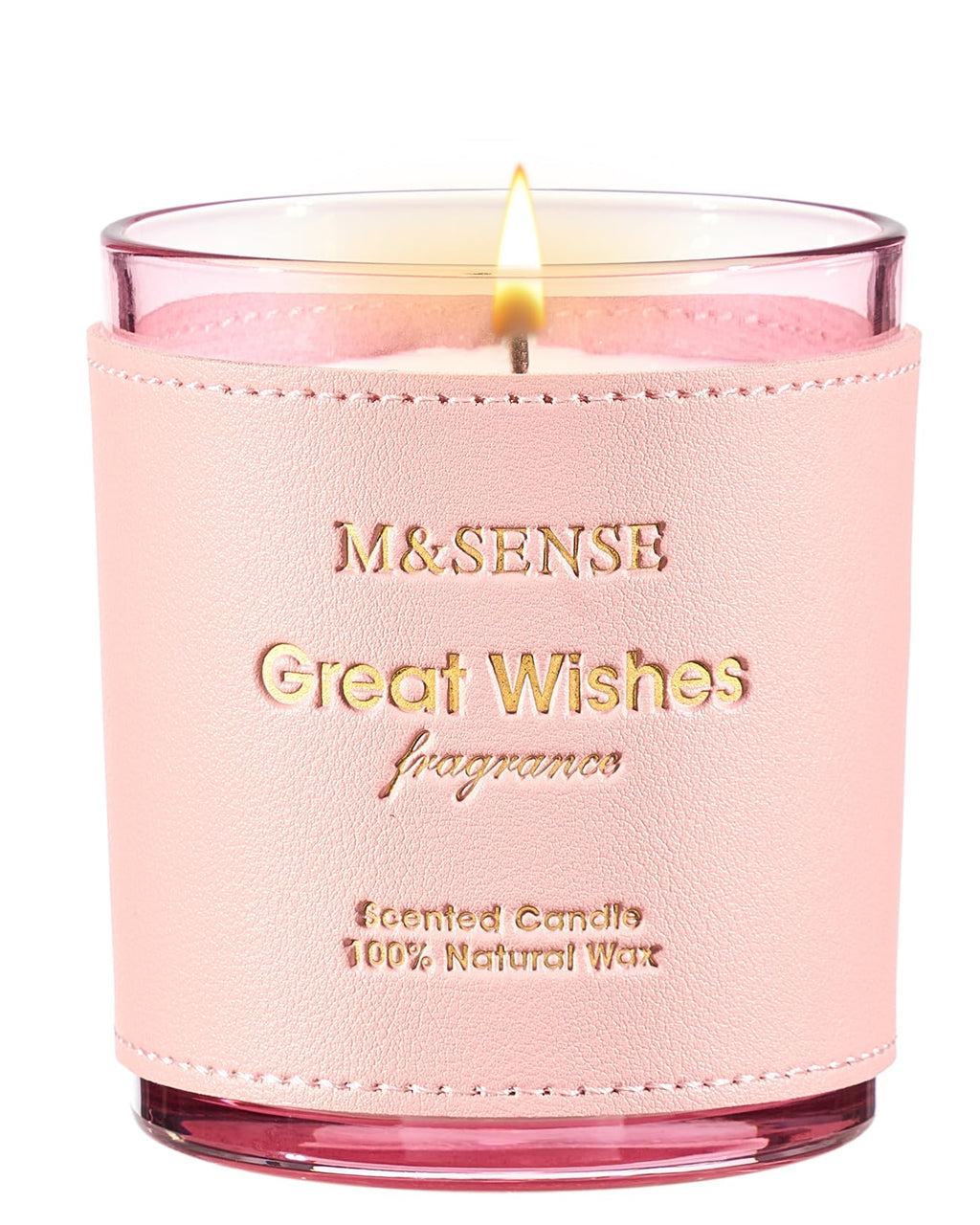 M&SENSE Floral Citrus Scented Candle - Vegan Soy Wax, 10oz, 42-Hour Burn | Leather Sleeve Jar