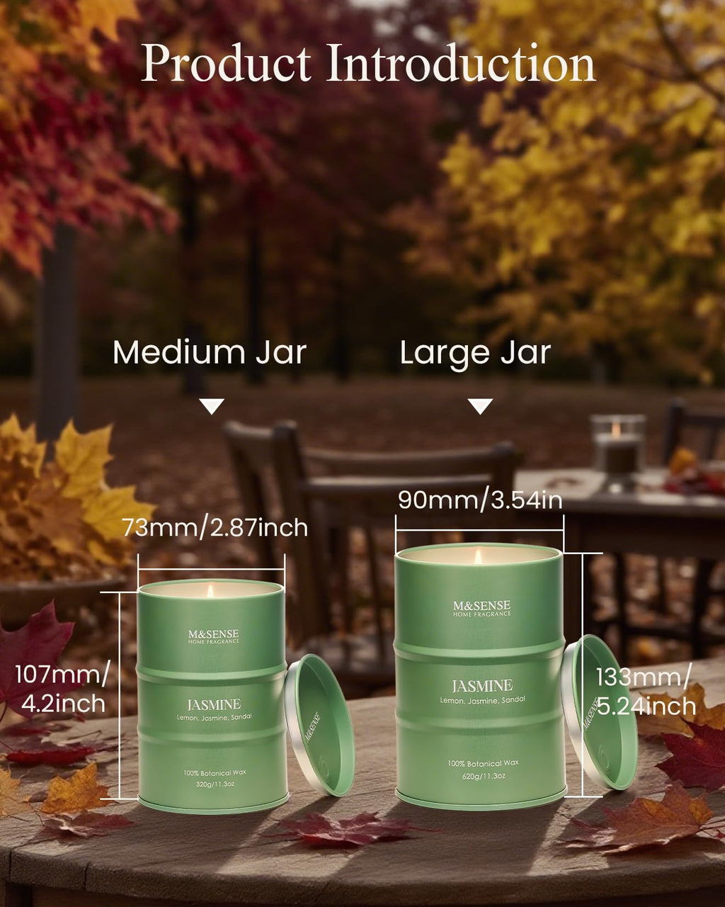 M&SENSE Jasmine Scented Candle – 21.2oz Natural Soy, 120-Hour Slow Burn | Aromatherapy