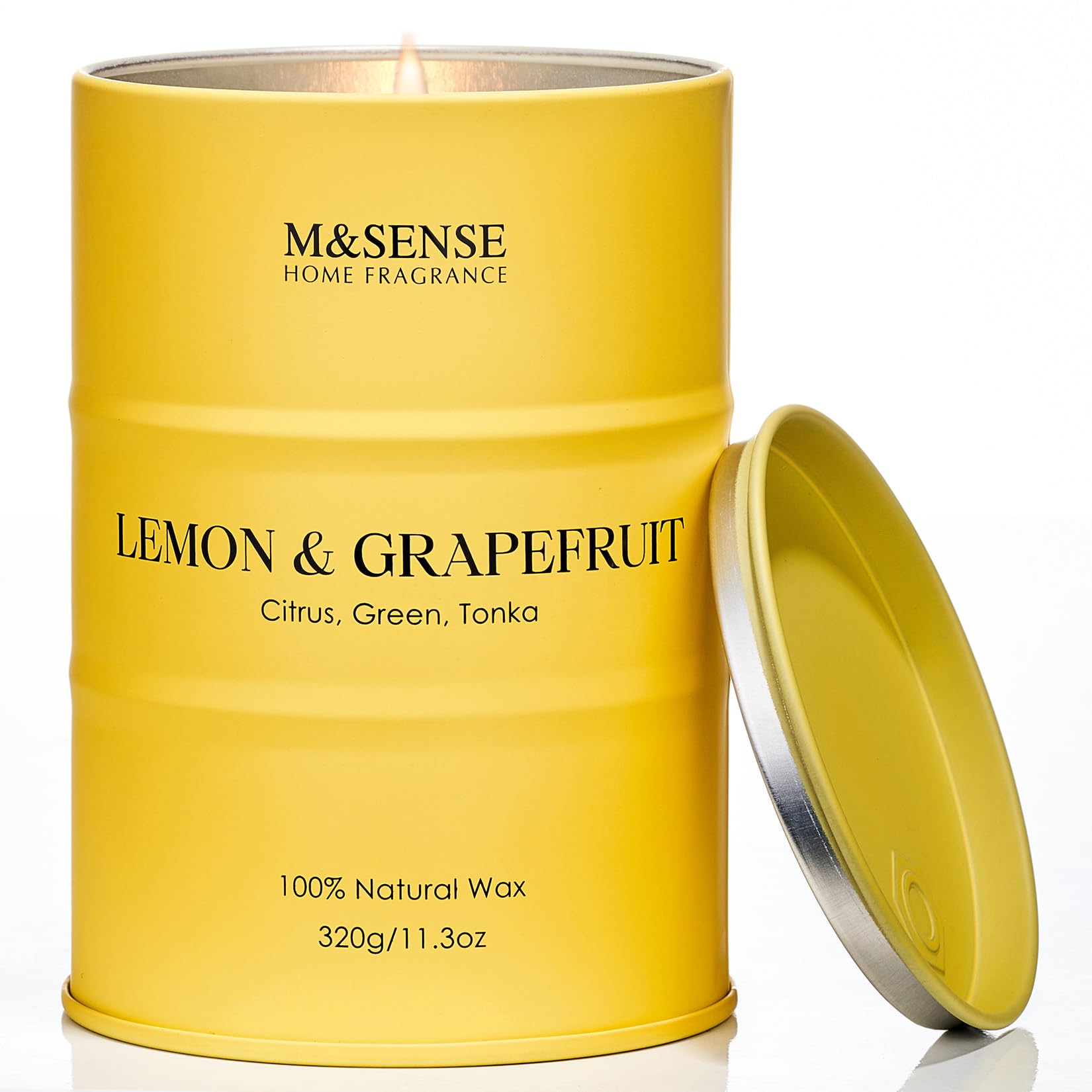 M&SENSE Lemon Candle – 11.3oz, 70-Hour Burn, Grapefruit Citrus Scent