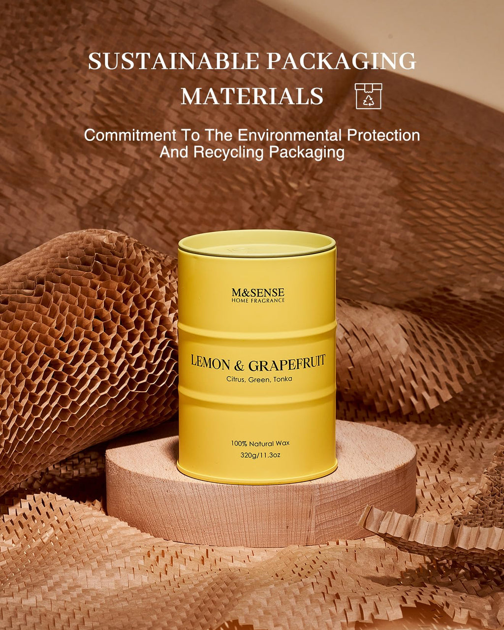 M&SENSE Lemon Candle – 11.3oz, 70-Hour Burn, Grapefruit Citrus Scent