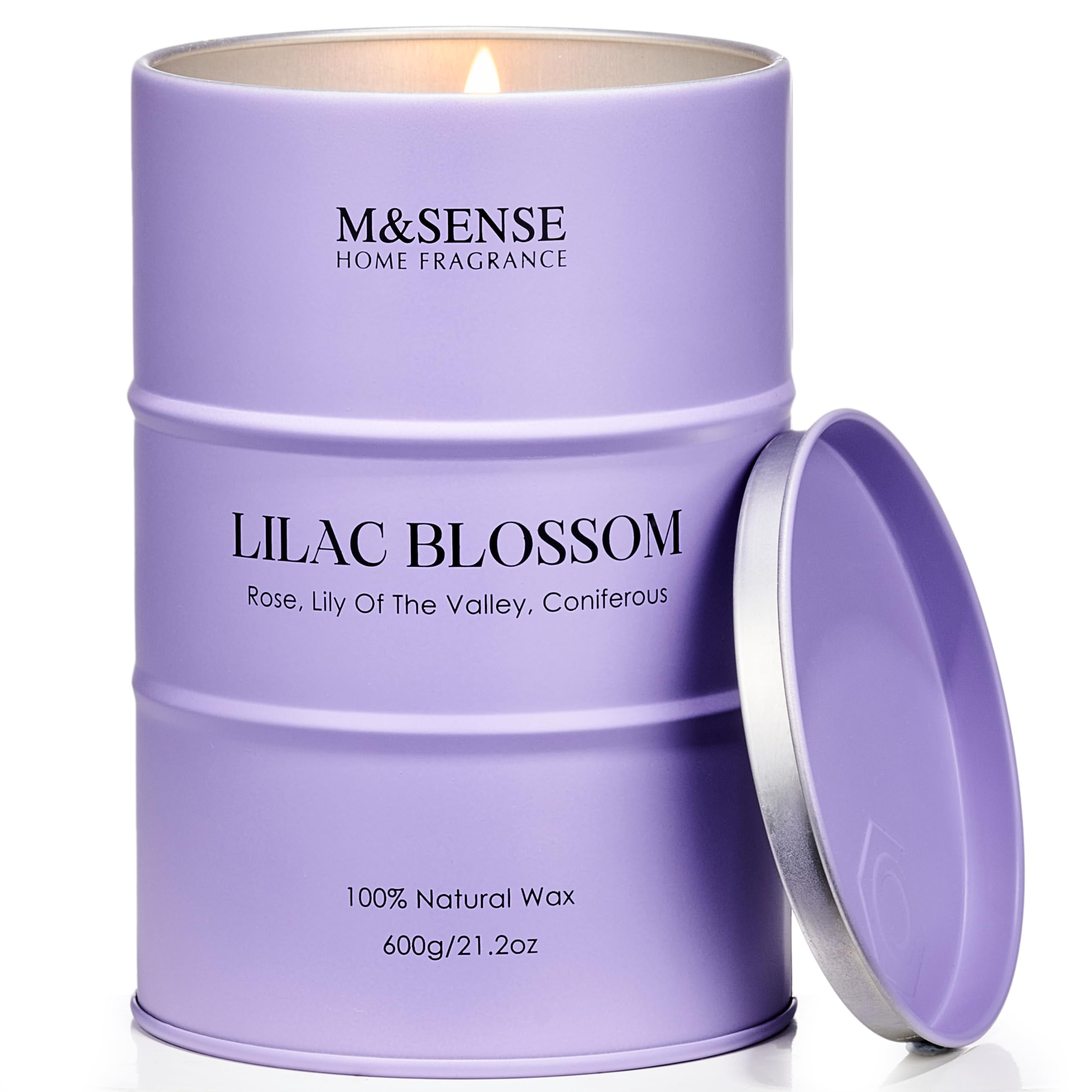 M&SENSE Lilac Blossom Soy Candle – 21.2oz for Stress Relief & Relaxation