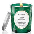 M&SENSE Misty Pine Forest Wood Wick Candle – 18oz, 100-Hour Natural Soy Wax