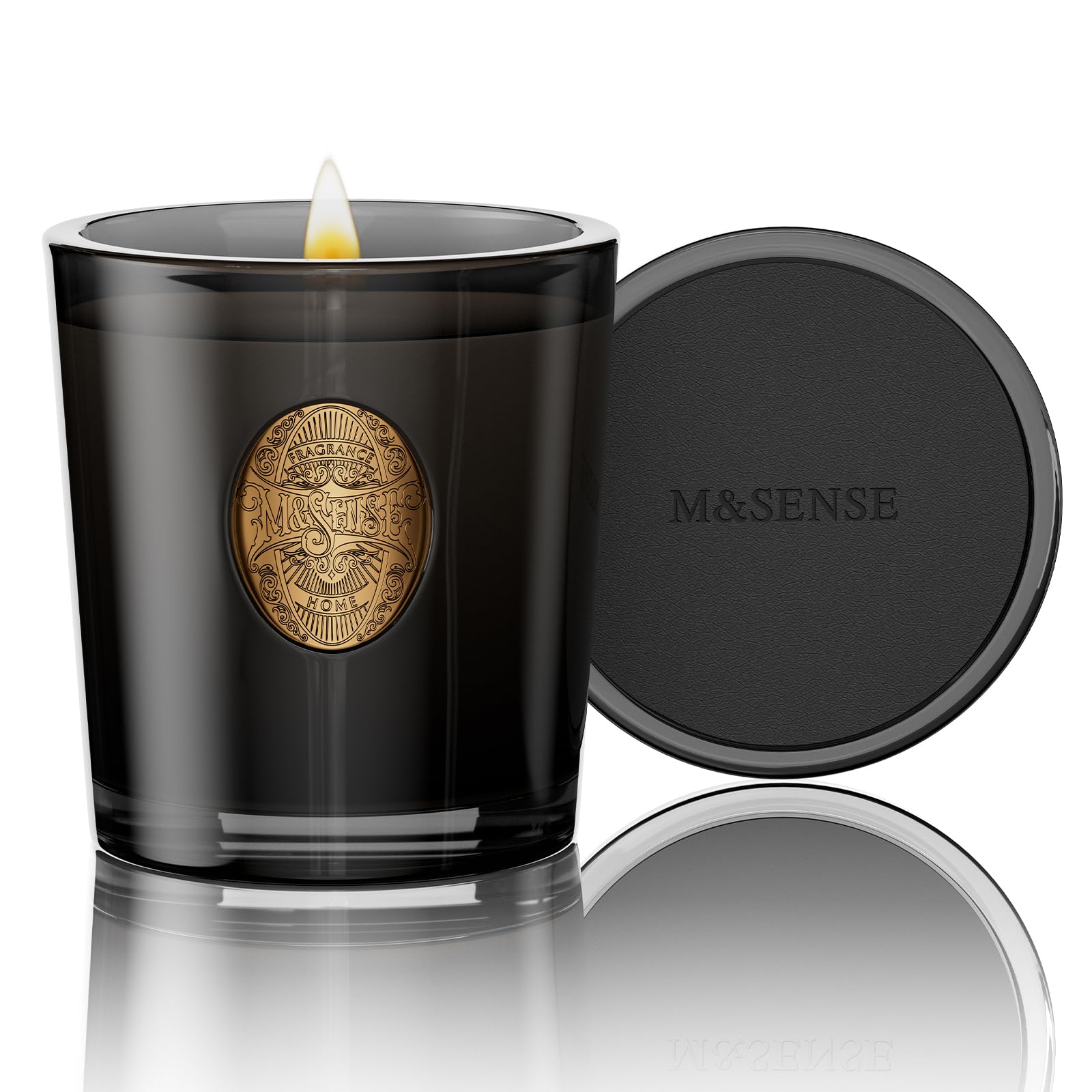 M&SENSE Natural Soy Candle – Crisp Chill & Black, 9.2 oz, 50H Burn