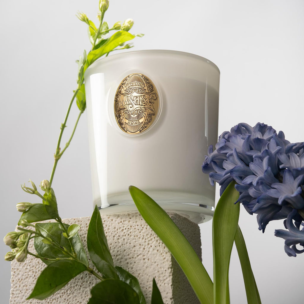 M&SENSE Natural Soy Candle – Vanilla Dream & White | 9.2 oz, 50H Burn