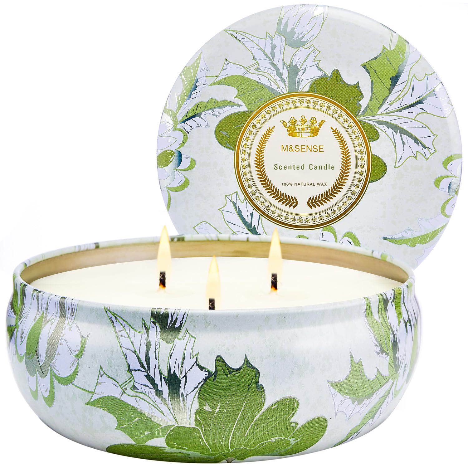 M&SENSE Tomato Vine Jasmine 3-Wick Soy Candle – 40-50h Burn Time