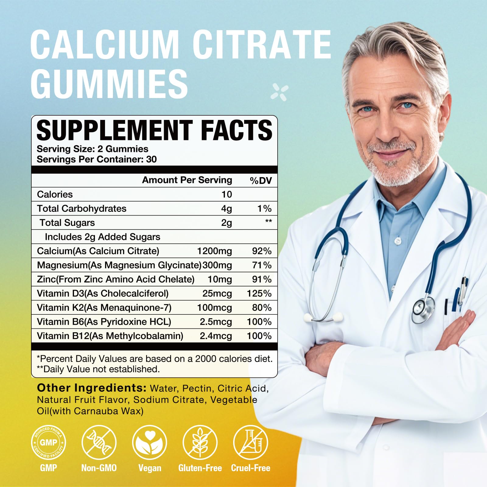 MSLOTAL Calcium Citrate Gummies 1200mg with Vitamin D3 – Bone & Muscle Health