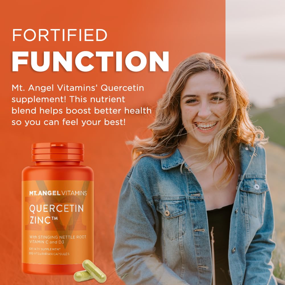 Mt. Angel Vitamins Zinc Quercetin with Bromelain – Immune Support & Respiratory Health, Quercetin 500mg, Zinc 50mg, Vitamin C | 120ct