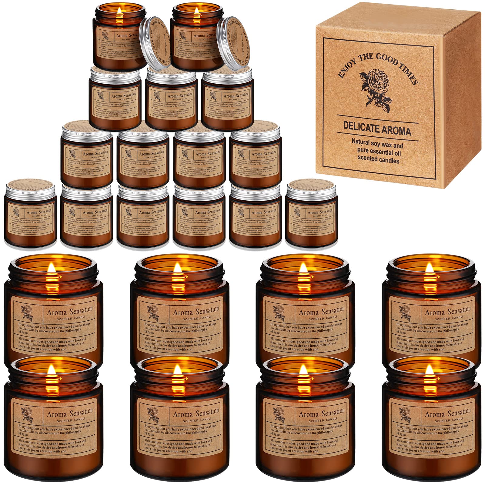 MTLEE 24 Pcs Scented Soy Wax Candles Gift Set – Home Aromatherapy
