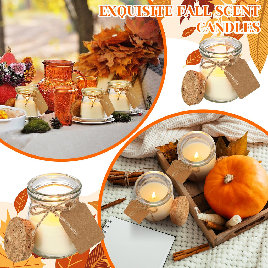 MTLEE 50 Pcs Pumpkin Jar Candles – Thanksgiving Gifts, Natural Soy Wax, DIY Tags