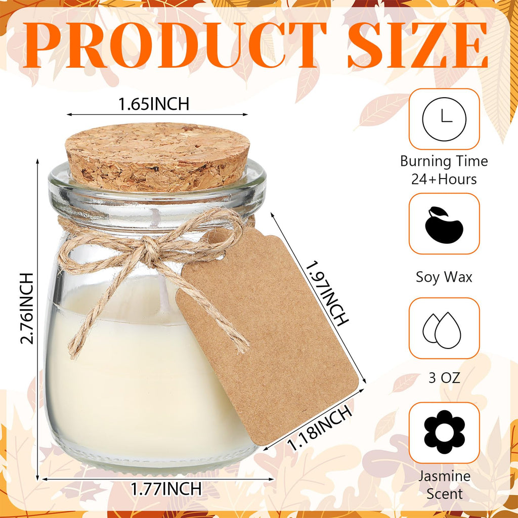 MTLEE 50 Pcs Pumpkin Jar Candles – Thanksgiving Gifts, Natural Soy Wax, DIY Tags