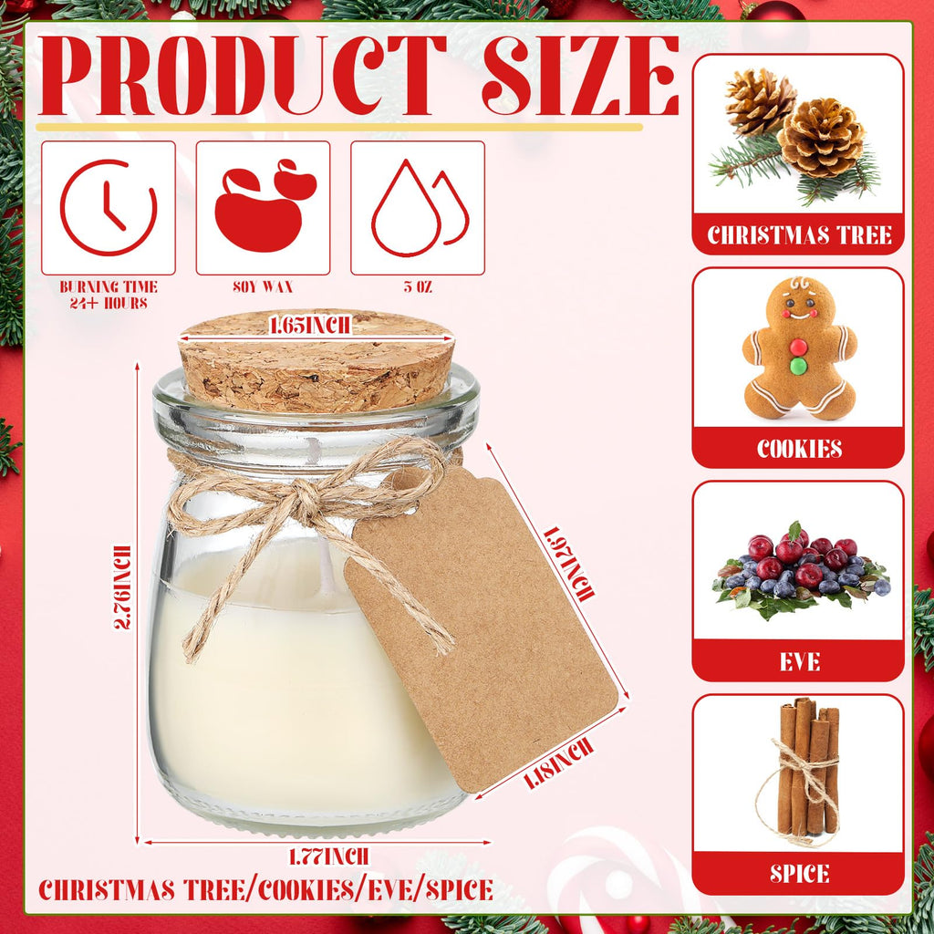 MTLEE 50 Pcs Christmas Jar Candles – Scented Soy Wax Jars with DIY Tag Cards | Xmas Gift & Party Favors