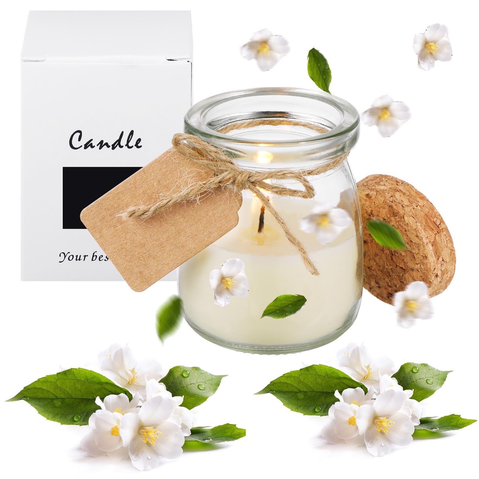 MTLEE 50 Pcs Wedding Jar Candles for Guests Jasmine Scent – Soy Wax, DIY Tag Cards, Wedding Favors