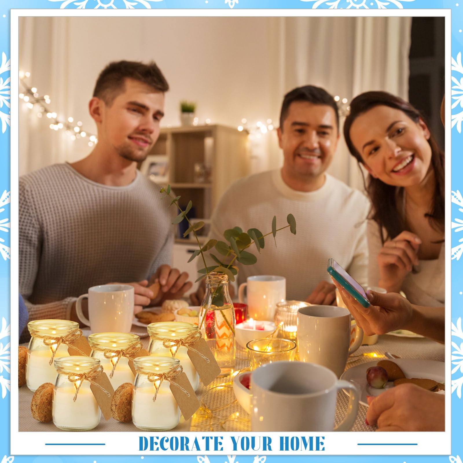 MTLEE 50 Pcs Winter Jar Candles Gift Set – Soy Wax with DIY Tags