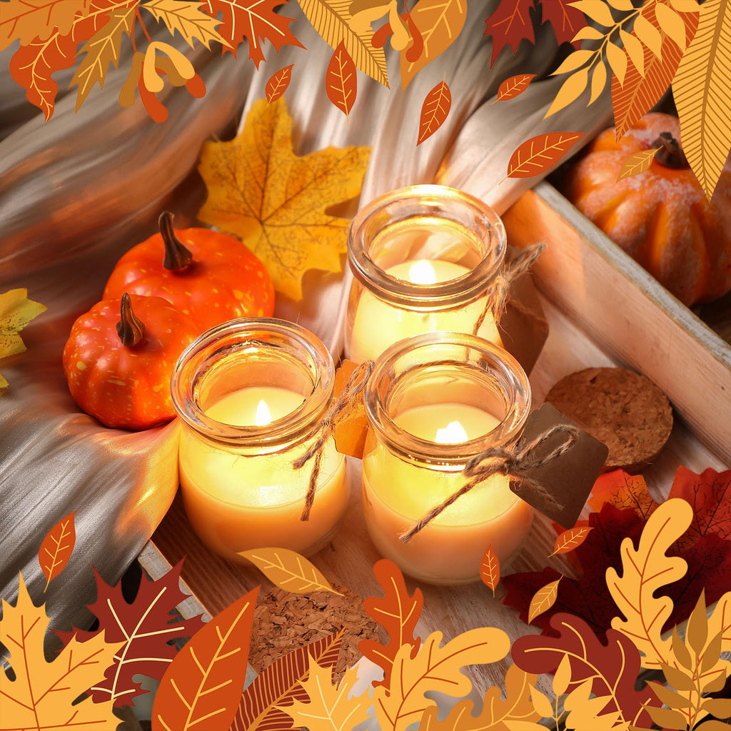 MTLEE 50 Pcs Thanksgiving Candle Set – DIY Cards, Friendsgiving Gifts, Wedding & Party Favors
