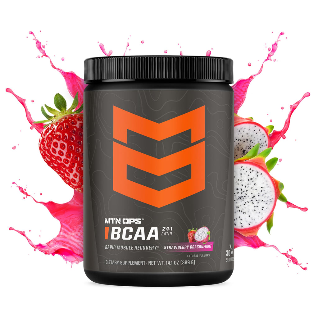MTN OPS BCAA 2:1:1 Amino Acids – Zero Sugar & Gluten Free | Rapid Muscle Recovery (30-Serv, Strawberry Dragonfruit)