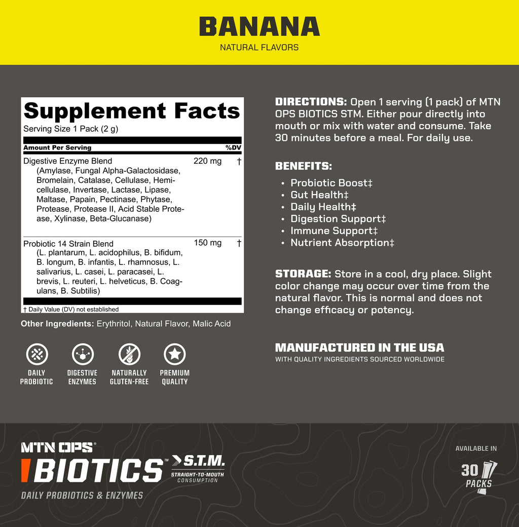 MTN OPS Biotics STM Probiotic Supplement – Gut Health, Digestion & Immunity (Sugar-Free)