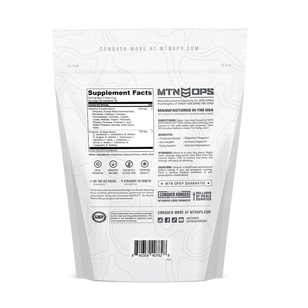 MTN OPS Biotics STM Probiotic Supplement – Gut Health, Digestion & Immunity (Sugar-Free)