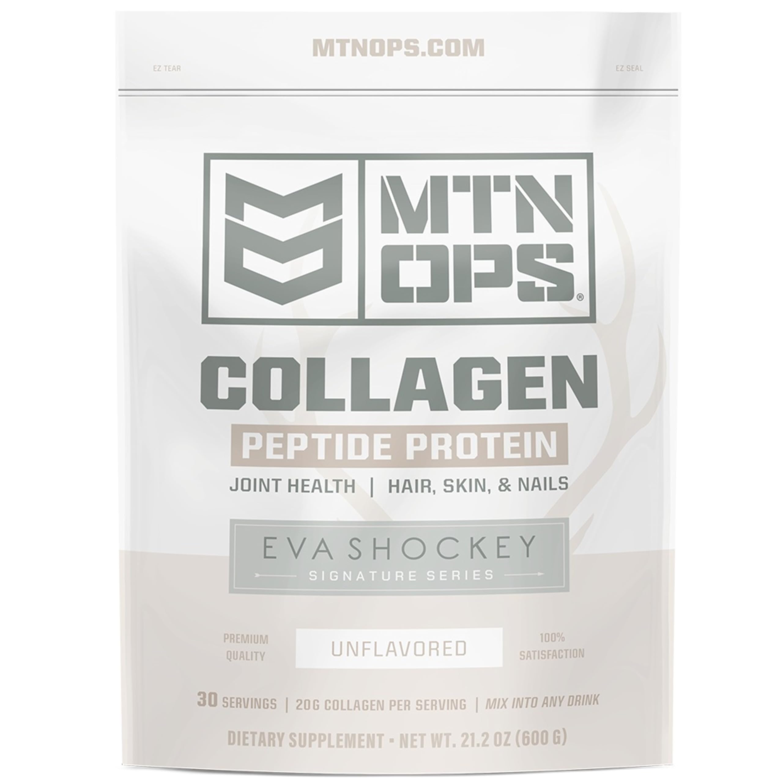 MTN OPS Collagen Peptide Protein Powder – Eva Shockey Signature, 20g Unflavored, Zero Sugar, 30 Servings