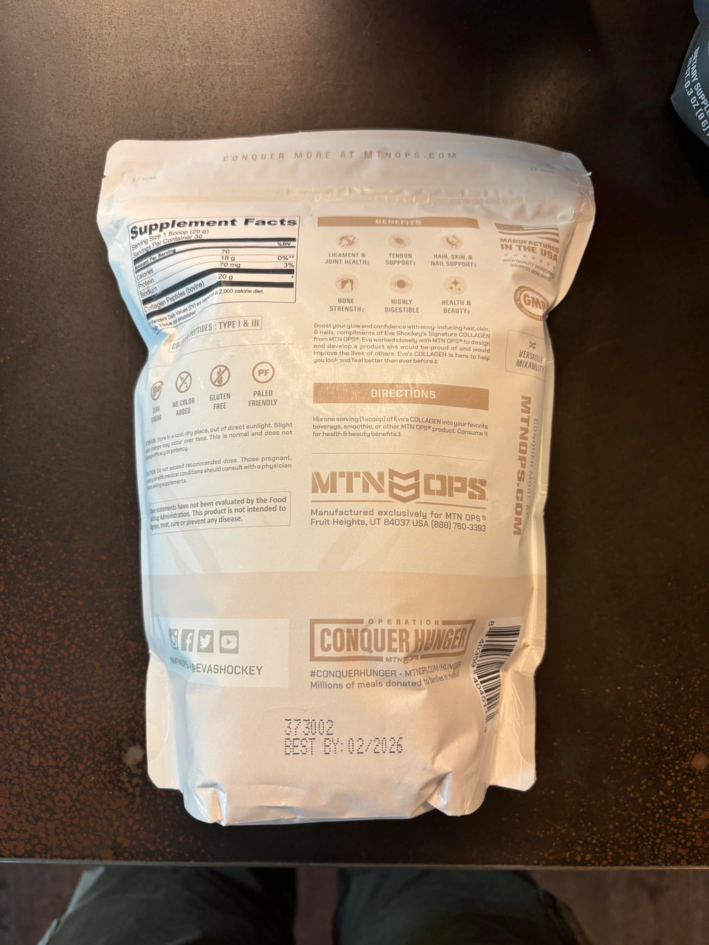 MTN OPS Collagen Peptide Protein Powder – Eva Shockey Signature, 20g Unflavored, Zero Sugar, 30 Servings