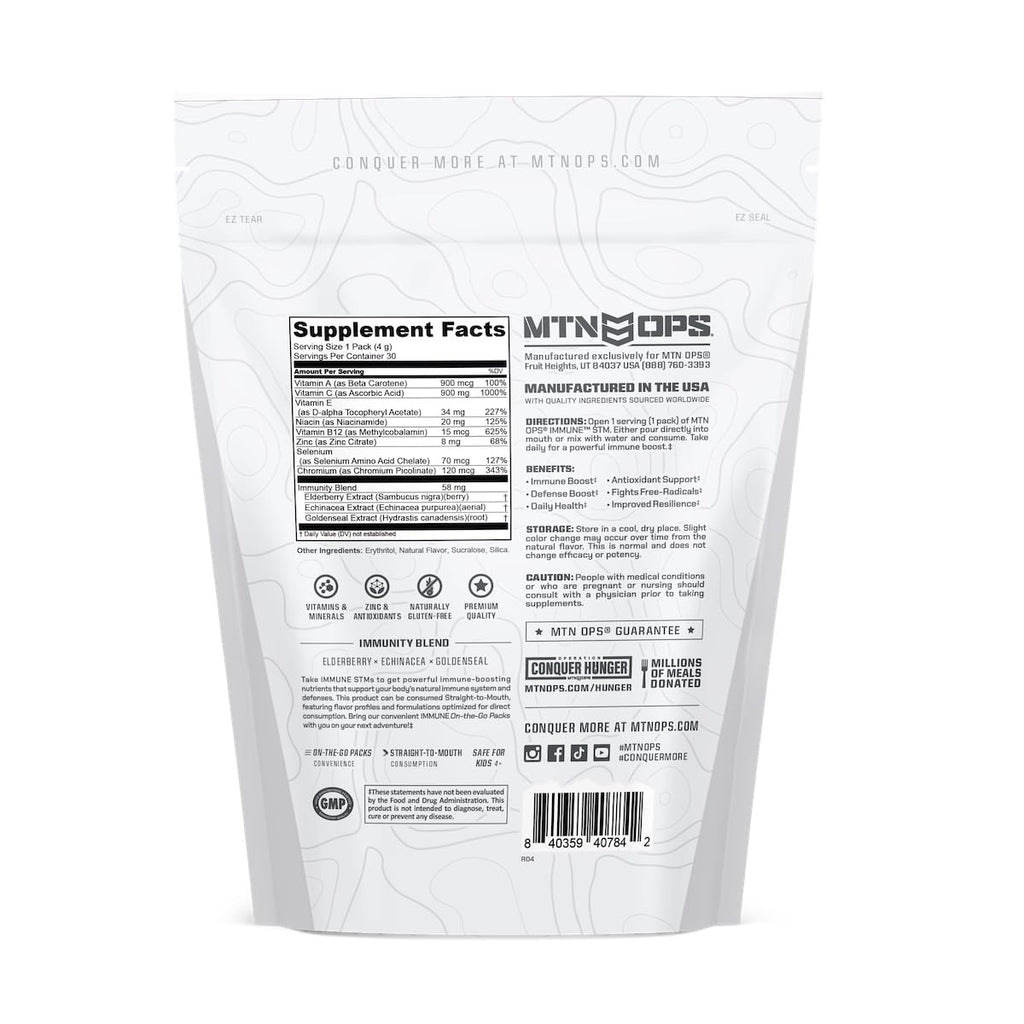 MTN OPS Immune STM Powder Drink Mix – Vitamin C, Vitamin D, Zinc, Antioxidants | Citrus, 30 Servings