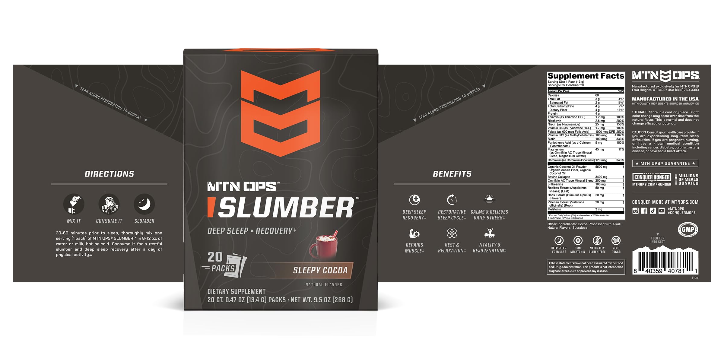 MTN OPS Slumber – Sleep Aid for Deep Sleep & Muscle Recovery (20 Servings)