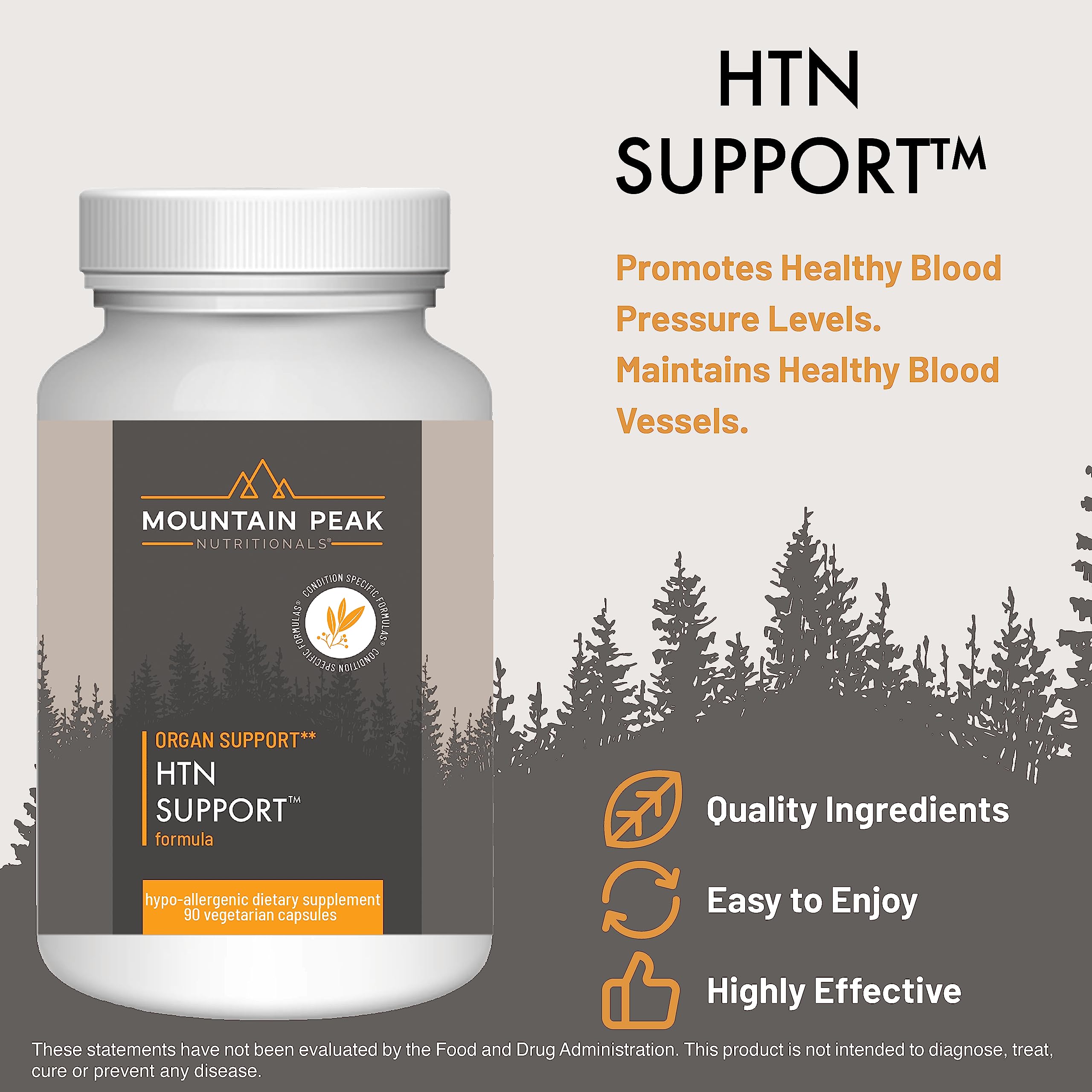 HTN Blood Pressure Support - Mountain Peak Nutritionals (90 Veg Caps) Rauwolfia, Hawthorn & Magnesium