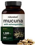 Mucuna Pruriens Capsules 1500mg | 240-Count 2-in-1 Ashwagandha Formula | Made in USA