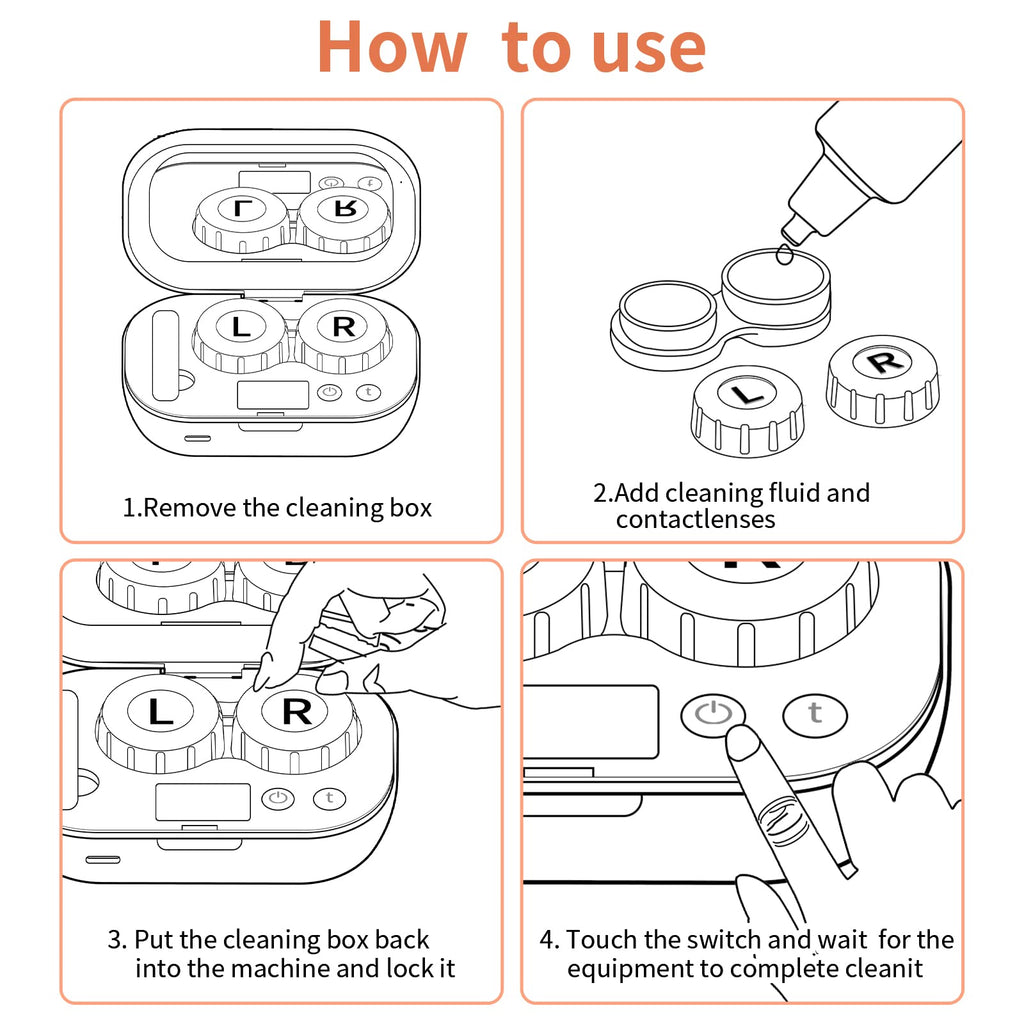 MUGLE Portable Ultrasonic Contact Lens Cleaner with USB Charger - White