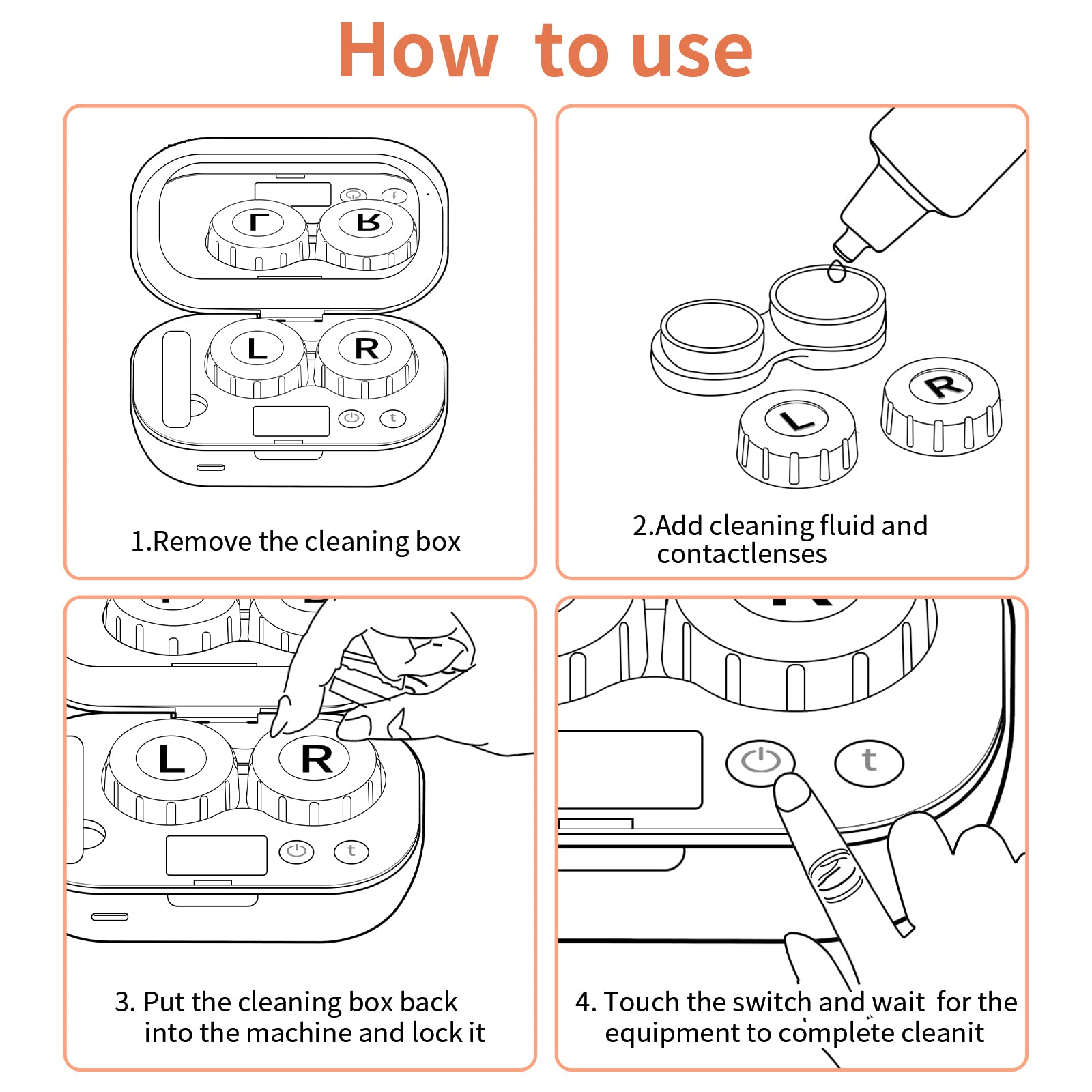 MUGLE Portable Ultrasonic Contact Lens Cleaner with USB Charger - White
