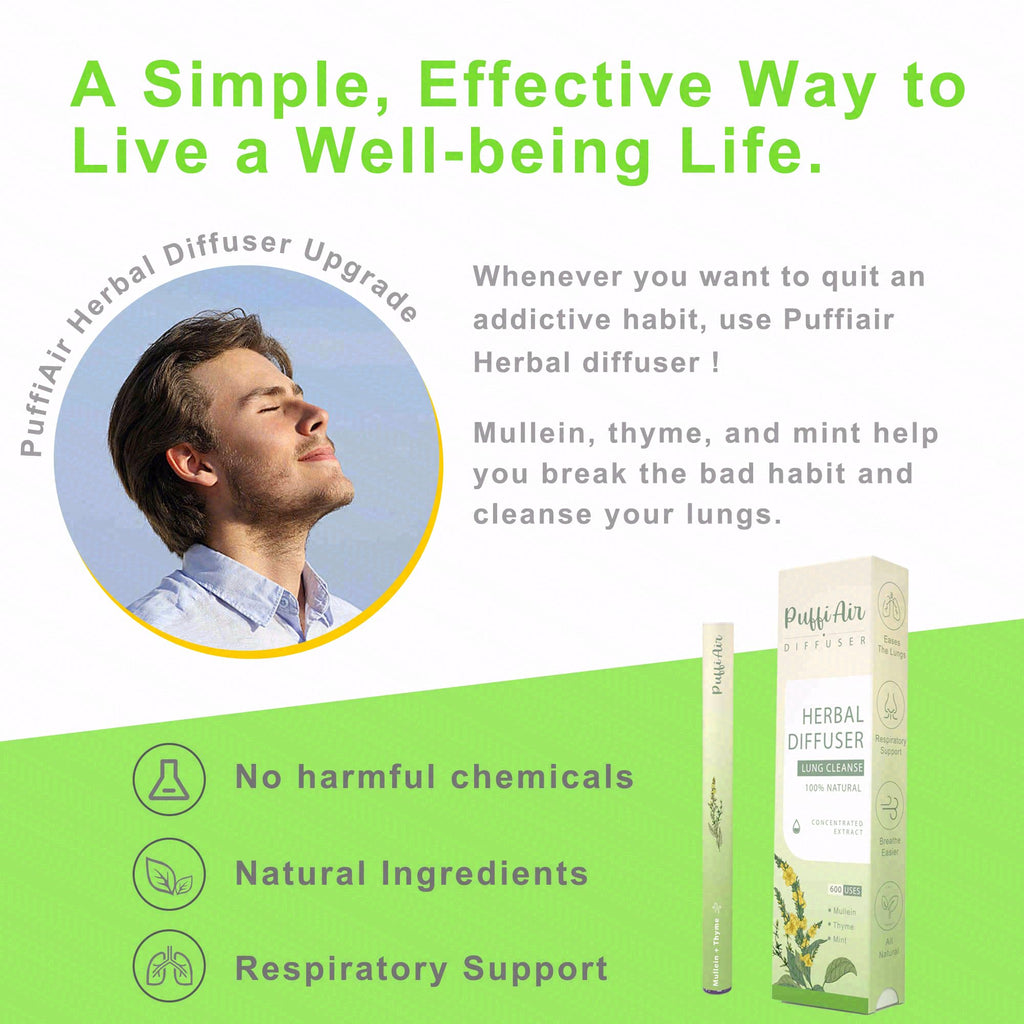 Upgraded Mullein Herbal Diffuser Stick – Lung Detox & Breathing Support | 600 Uses, 3 Sticks, 1 Pack